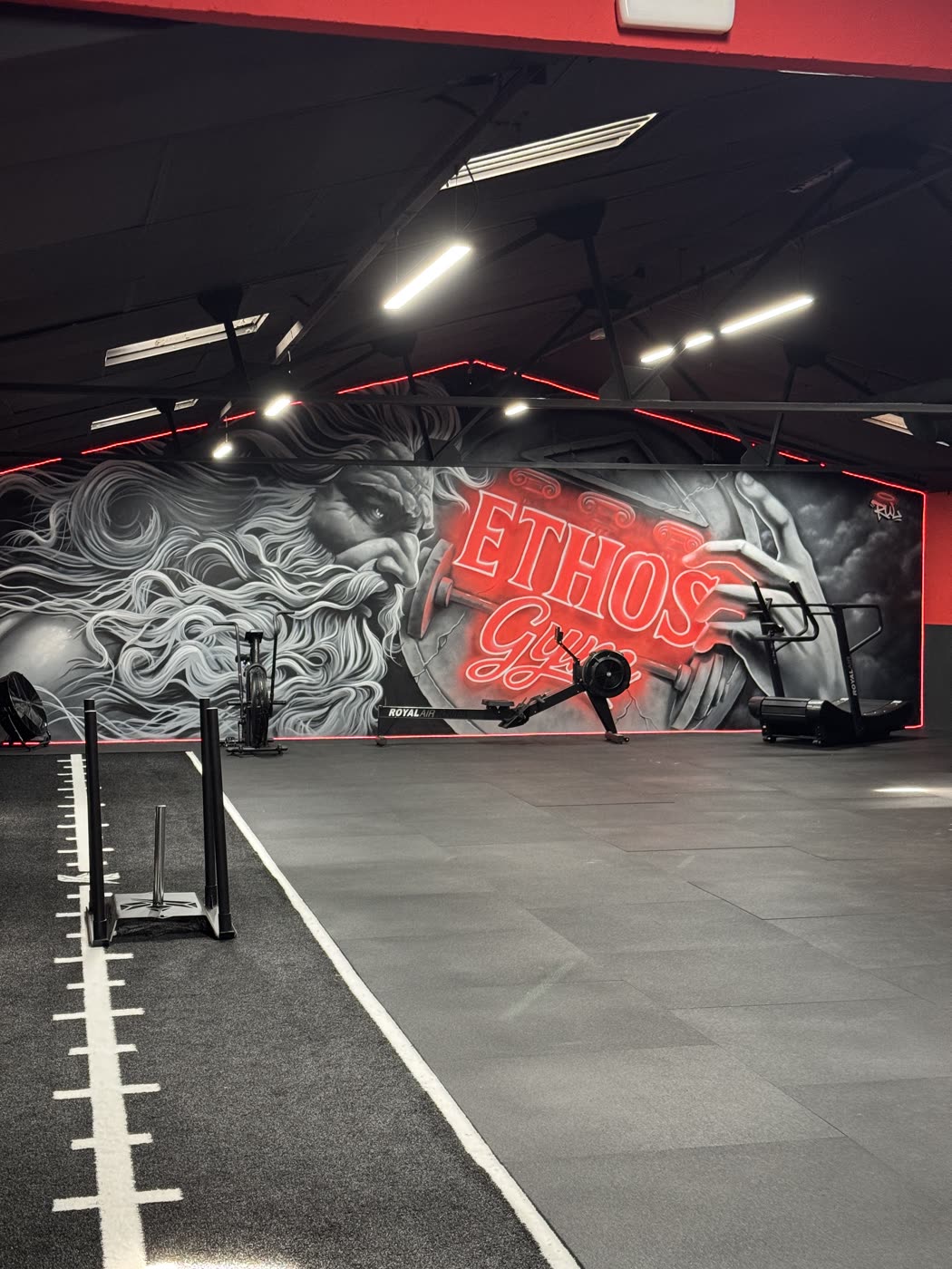 Mural de Zeus en Ethos Gym